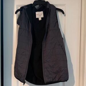 Dark Grey Quilted Vest with Hood